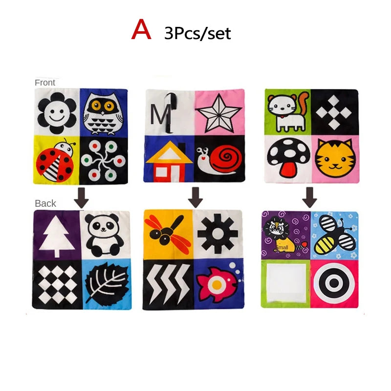 lumafe Caja mágica de pañuelos Montessori para bebés: juguete sensorial educativo estampado tribal colores blanco y negro